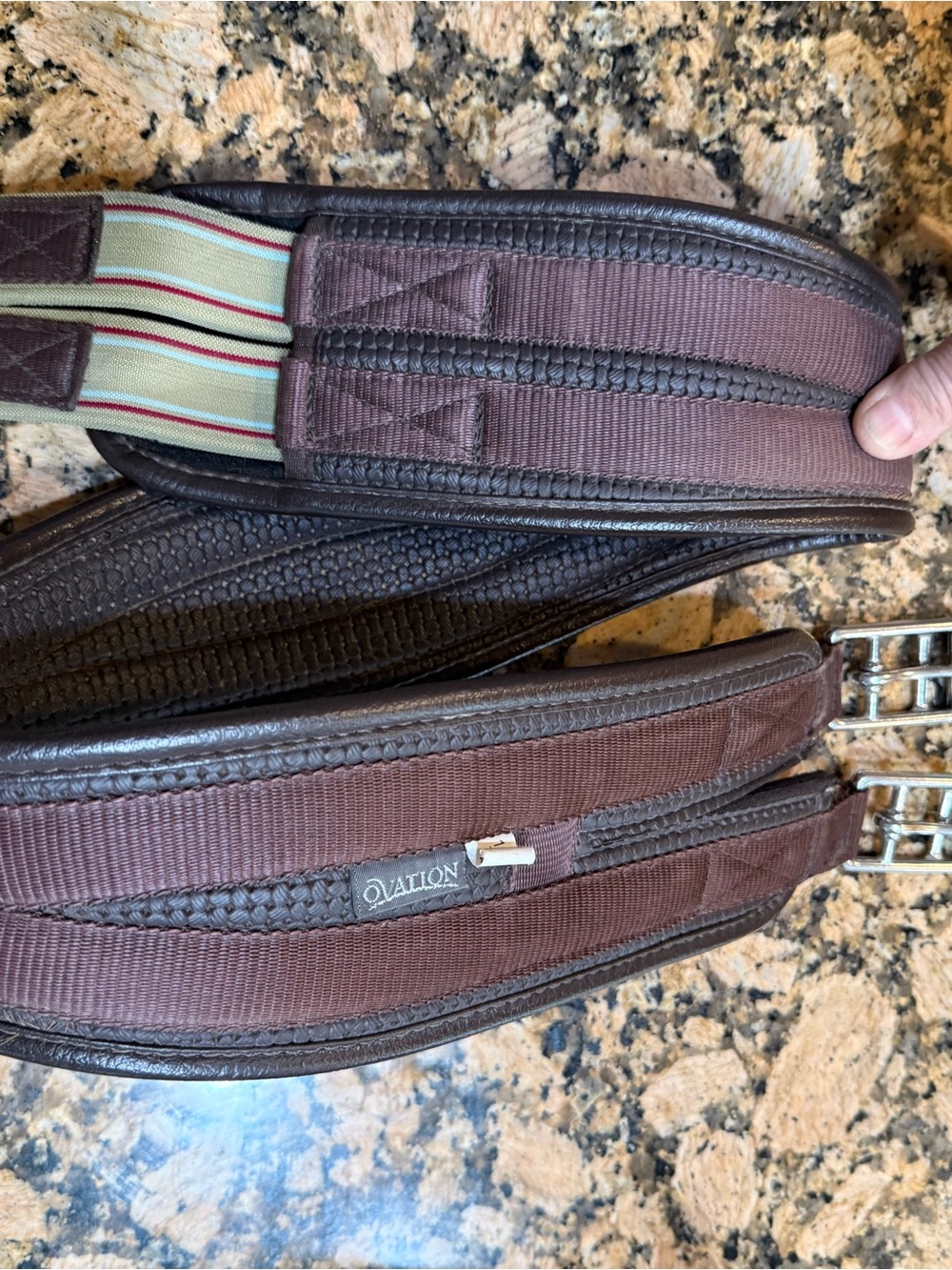 Ovation Equestrian Brown neoprene w/ cross pattern Performance English Girth